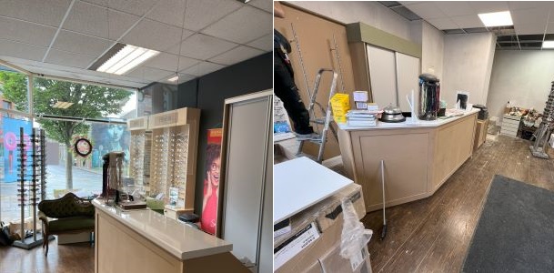 Before and after suspended ceiling installation by AR Construction in Limerick