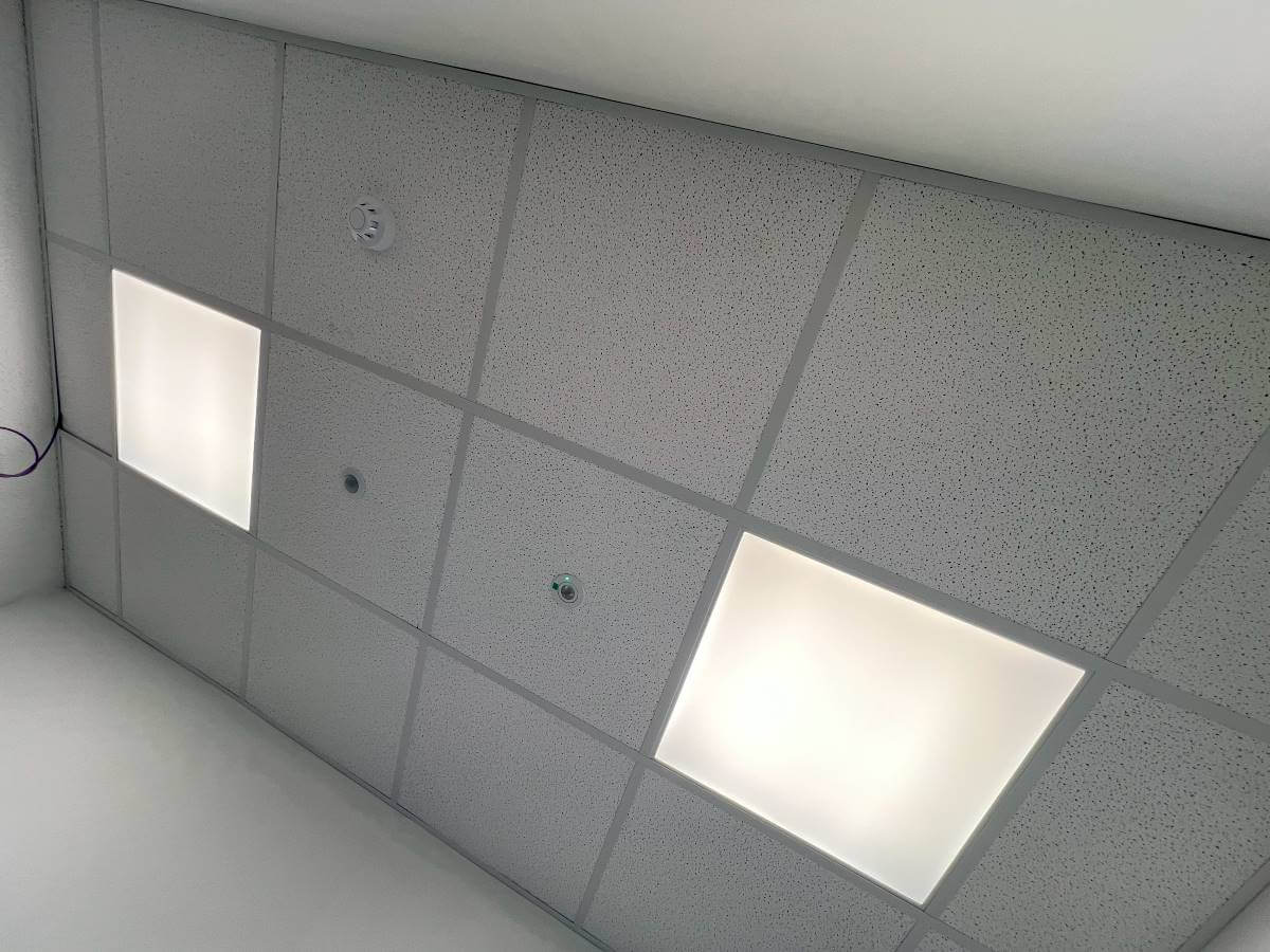 Suspended ceiling tiles installed in a Limerick home office by AR Construction.